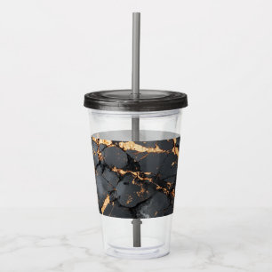 Elegant Black Marble with Gold Veins Modern Art Acrylic Tumbler