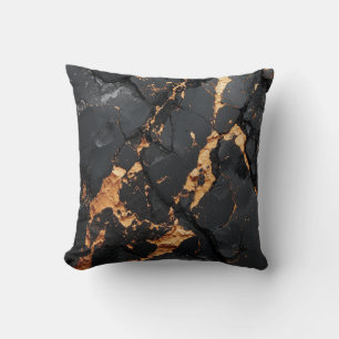 Elegant Black Marble with Gold Veins Modern Art Cushion