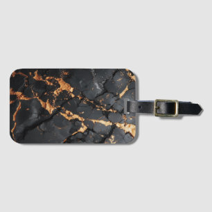 Elegant Black Marble with Gold Veins Modern Art Luggage Tag