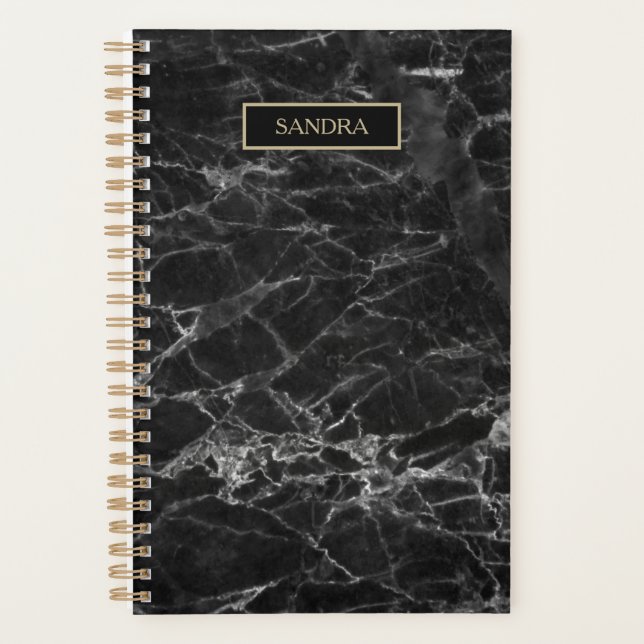 Elegant black marble with name planner (Front)