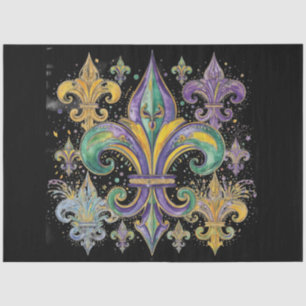Elegant Black Mardi Gras Colors Decoupage Tissue Paper