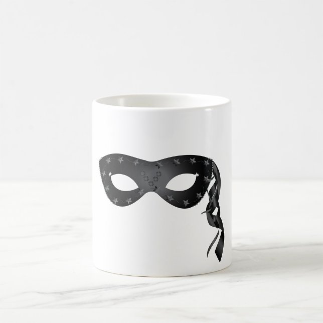 Elegant Black Masquerade Mask with Floral Lace Coffee Mug (Creator Uploaded)