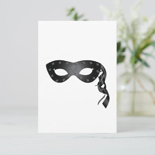 Elegant Black Masquerade Mask with Floral Lace Invitation