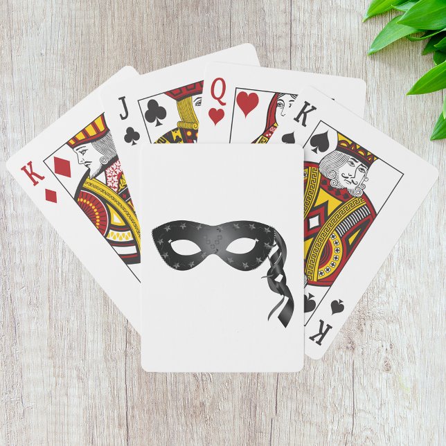 Elegant Black Masquerade Mask with Floral Lace Playing Cards (Creator Uploaded)
