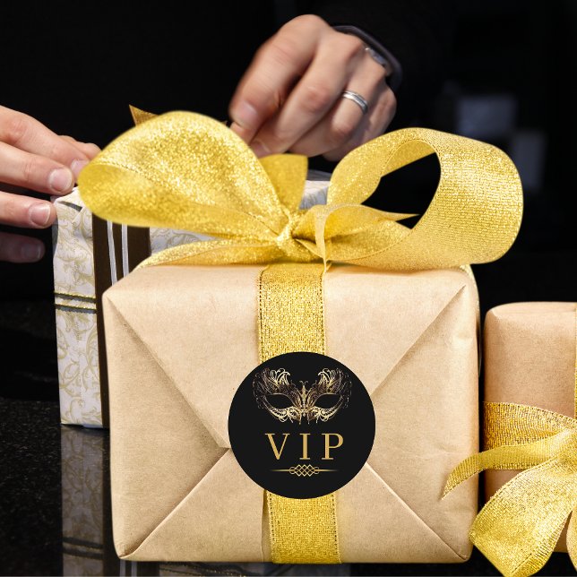 Elegant Black Masquerade VIP very important person Classic Round Sticker (Creator Uploaded)
