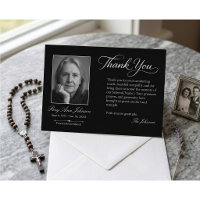 Elegant Black Memorial Photo Funeral Thank You 