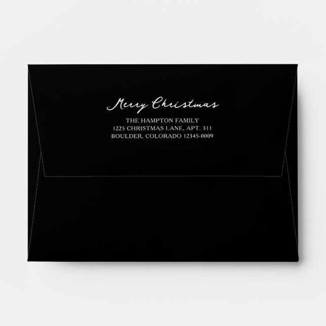 Elegant Black Merry Christmas Envelope (Back (Top Flap))
