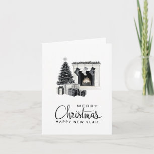 Elegant Black Merry Christmas Greeting Card