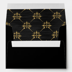 Elegant Black Metallic Faux Gold Art Deco Envelope