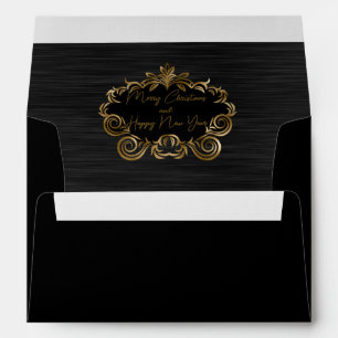 Elegant Black Metallic Faux Gold Art Deco Envelope