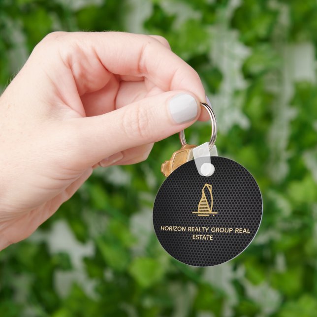 Elegant  Black  Metallic Real Estate  Keychains (Hand)