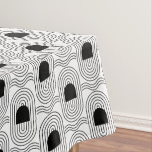 Elegant Black Mid Century Mod Arch Lines Tablecloth