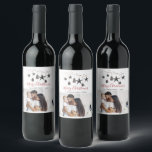 Elegant black minimal Christmas photo Wine Label<br><div class="desc">TRENDY CHRISTMAS GIFT idea: purchase your favourite wine bottles and personalise them with your custom photo label! Just add your own photo and adjust the text. Photography © Storytree Studios,  Stanford,  CA</div>