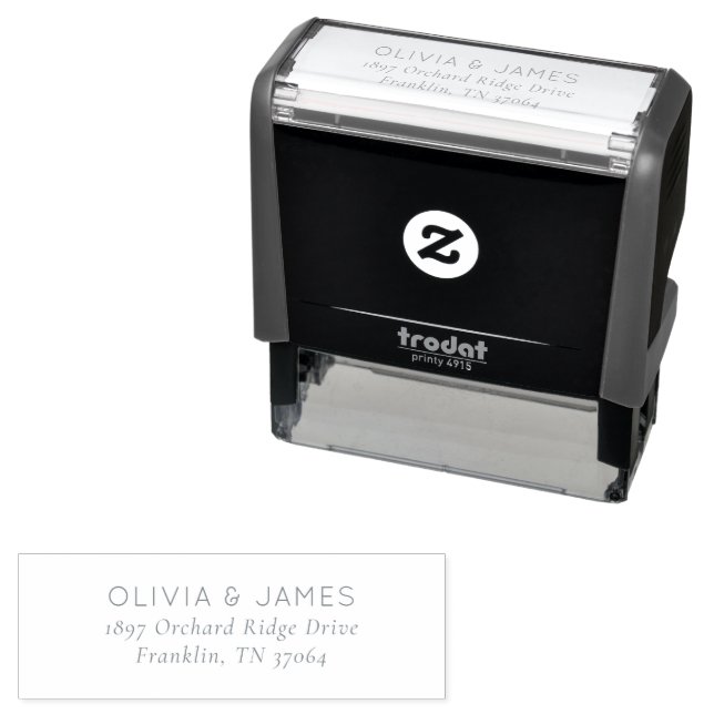 Elegant Black Minimalist Address Label Self-inking Stamp (In Situ)