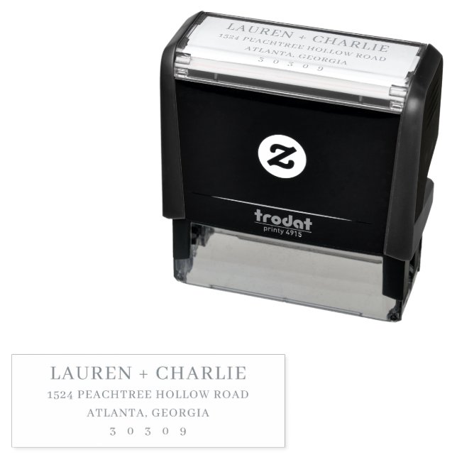 Elegant Black Minimalist Address Self-inking Stamp (In Situ)