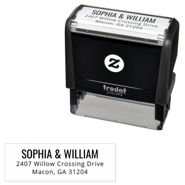 Elegant Black Minimalist Address Stamp (In Situ)