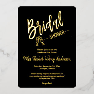Elegant Black Minimalist Bridal Shower Photo Gold