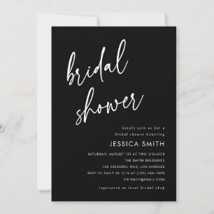 Elegant Black Minimalist Bridal Shower Photo Invitation
