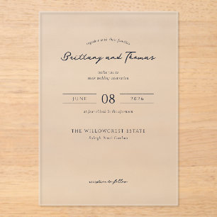 Elegant Black Minimalist Calligraphy Acrylic Invitations