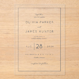 Elegant Black Minimalist Calligraphy Acrylic Invitations