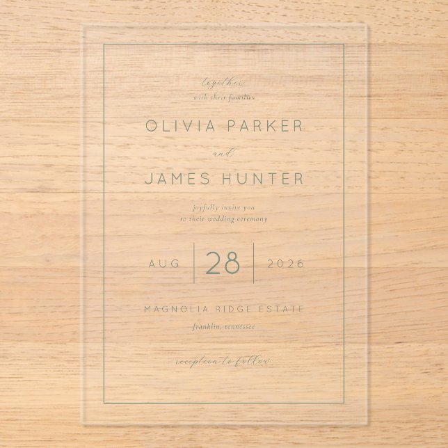 Elegant Black Minimalist Calligraphy Acrylic Invitations (Front)