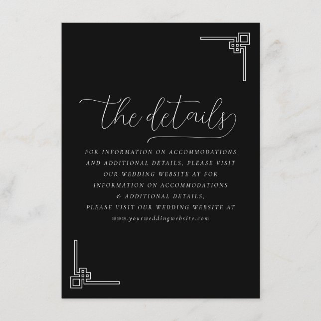 Elegant Black Minimalist Calligraphy Enclosure Card (Front)