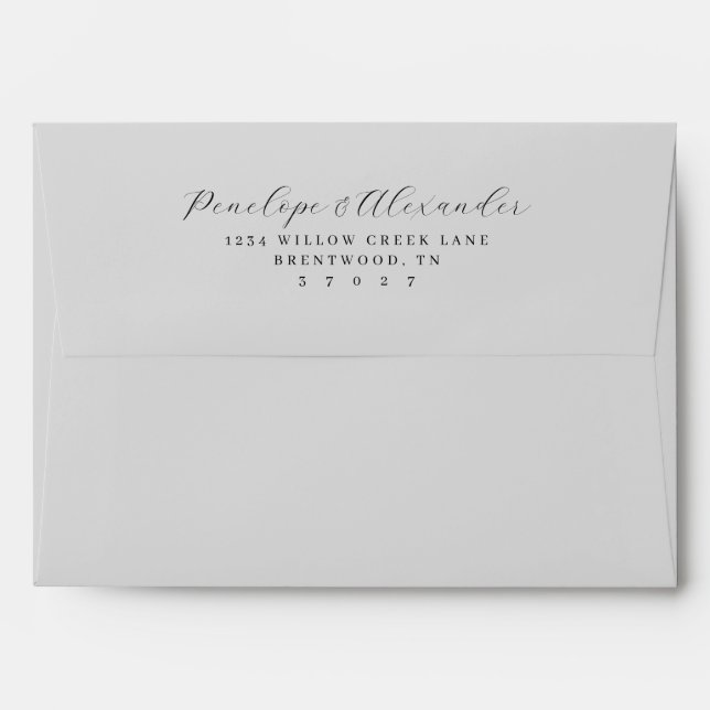 Elegant Black Minimalist Calligraphy Envelope (Back (Top Flap))