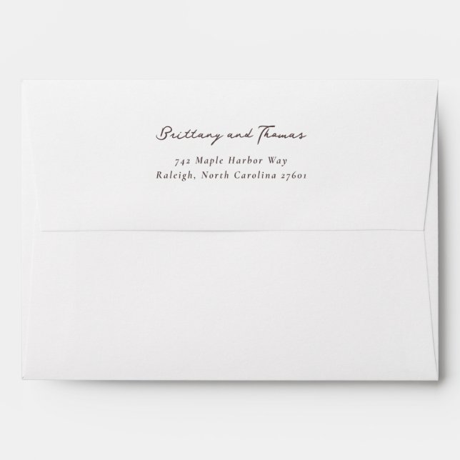 Elegant Black Minimalist Calligraphy Envelope (Back (Top Flap))