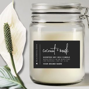 Elegant black minimalist candle product label
