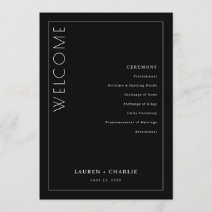 Elegant Black Minimalist Ceremony Program Programme