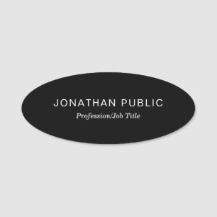 Elegant Black Minimalist Design Simple Template Name Tag