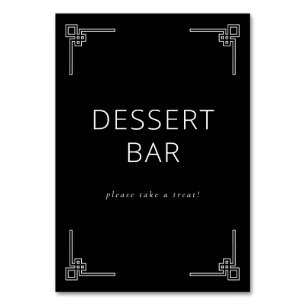 Elegant Black Minimalist Dessert Bar Sign Table Number