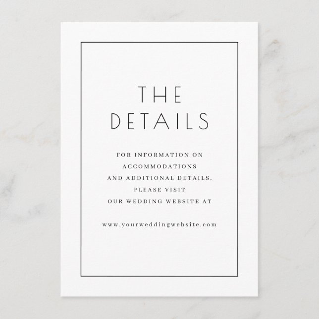 Elegant Black Minimalist Details Enclosure Card (Front)