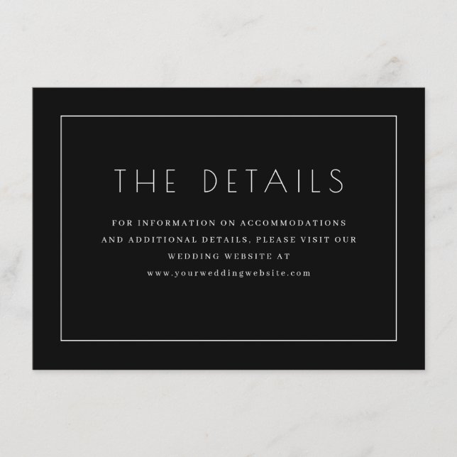 Elegant Black Minimalist Details Enclosure Card (Front)