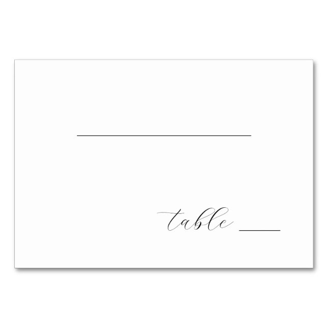 Elegant Black Minimalist Line Table Number (Front)