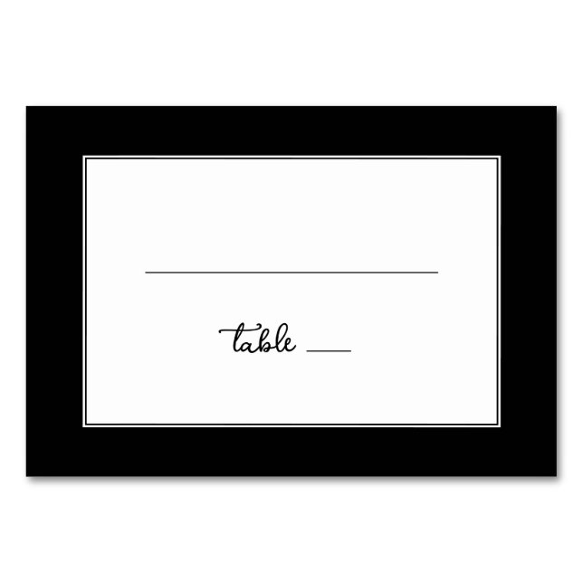 Elegant Black Minimalist Lines Table Number (Front)