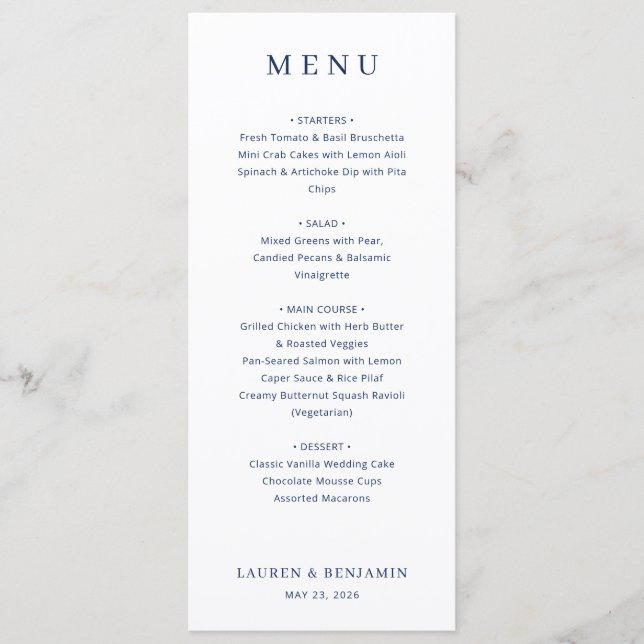 Elegant Black Minimalist Menu (Front)