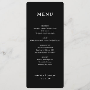 Elegant Black Minimalist Menu