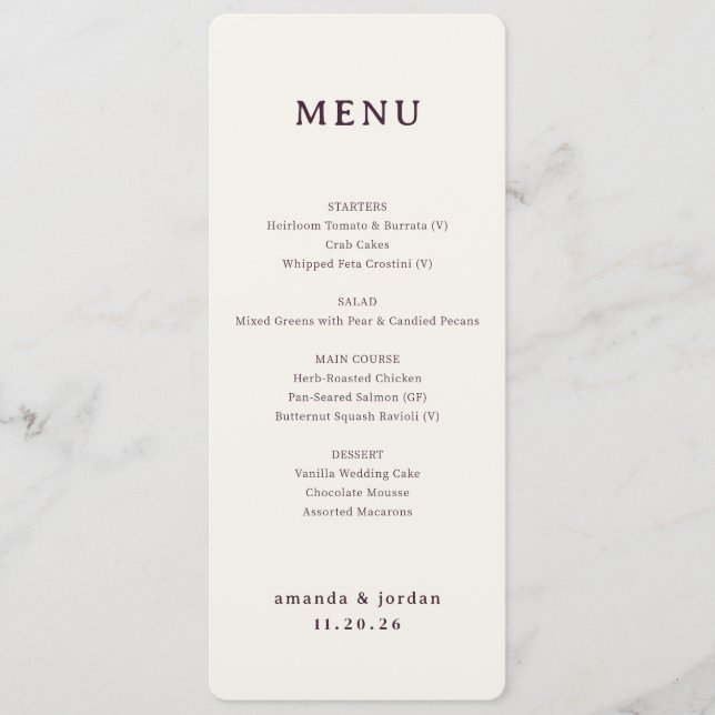 Elegant Black Minimalist Menu (Front)