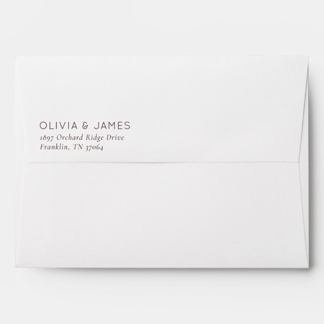 Elegant Black Minimalist Names Envelope (Back (Top Flap))