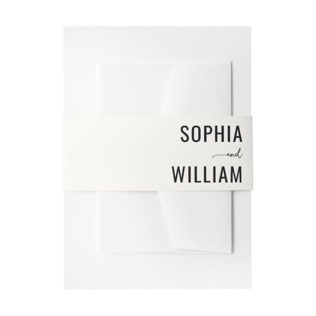Elegant Black Minimalist Names Invitation Belly Band (Front Example)