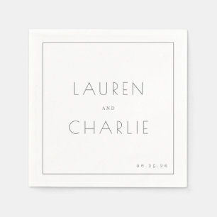 Elegant Black Minimalist Names Napkin