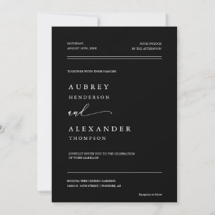 Elegant Black Minimalist QR Code Wedding Photo Invitation