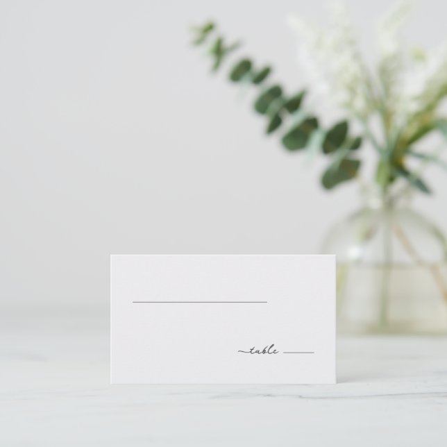 Elegant Black Minimalist Table Label Place Card (Standing Front)