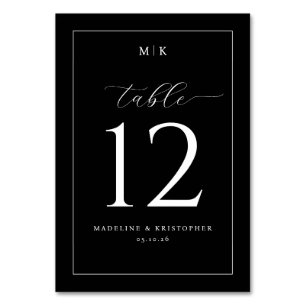 Elegant Black Minimalist Table Number