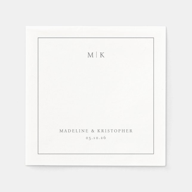 Elegant Black Minimalist Typographic Napkin (Front)