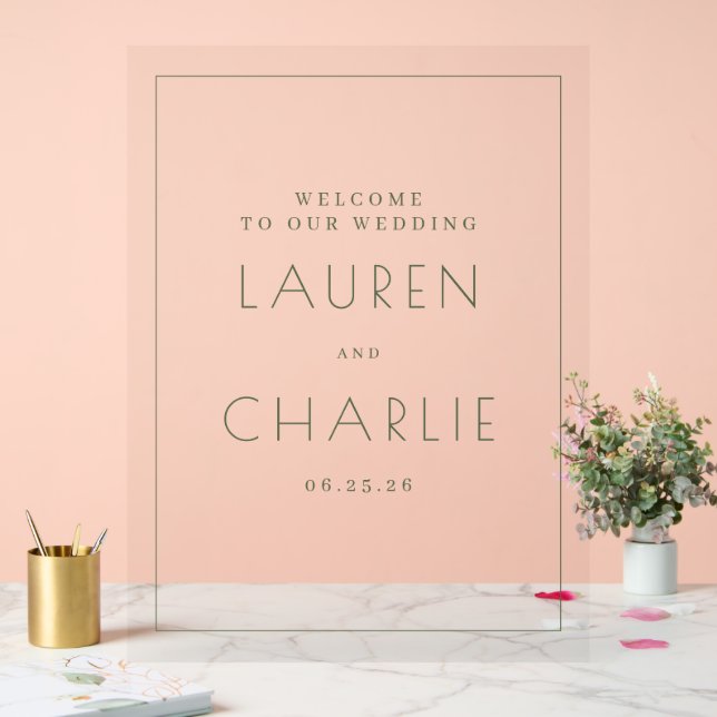 Elegant Black Minimalist Wedding Acrylic Sign (Wedding)