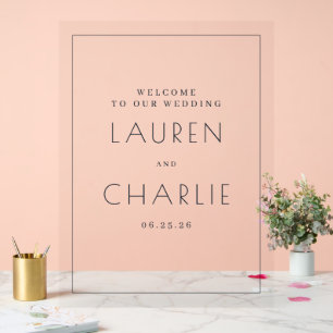 Elegant Black Minimalist Wedding Acrylic Sign