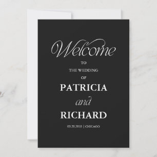 Elegant Black Minimalist Wedding Ceremony Program Invitation