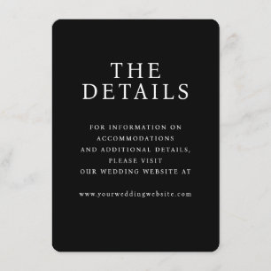Elegant Black Minimalist Wedding Details Card